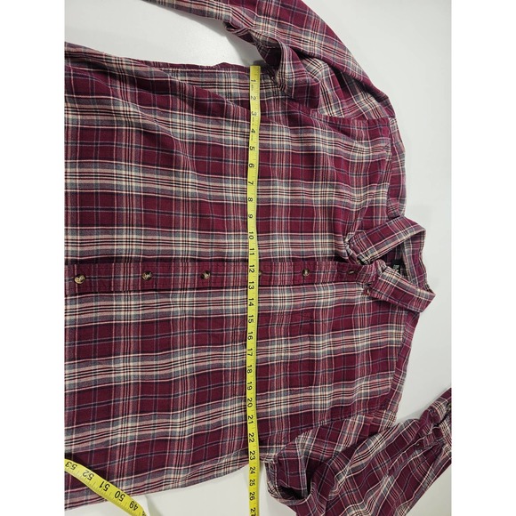 GH bass maroon plaid light flannel button up large L EUC ^* - Picture 6 of 7